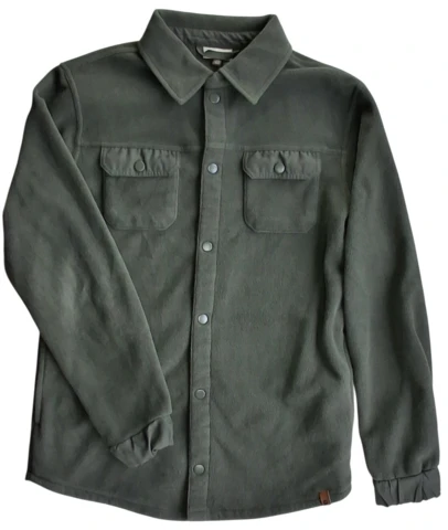 Pomp de lux armygrøn fleece-skjortejakke str. 158-164