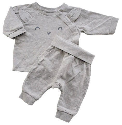 H&M lys beige-lysegrå baby sweatsæt str. 56