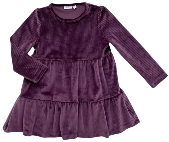 Guppy bordeauxrød langærmet velour kjole str. 92