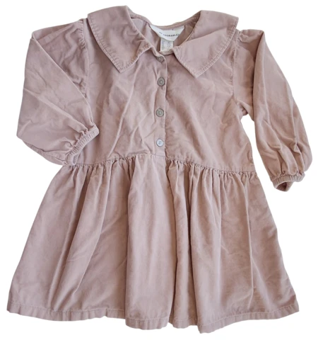 H&M pudderfarvet babyfløjlskjole str. 104