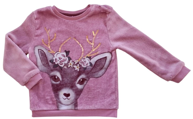 Rosa blød langærmet fleece trøje str. 98