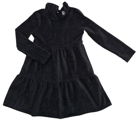 VRS sort langærmet velour kjole str. 98-104