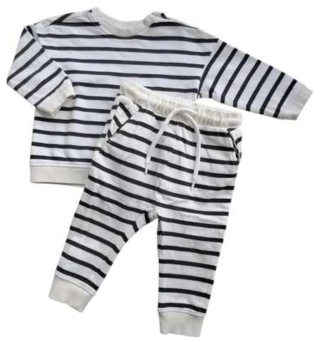 H&M blåstribet baby sweat sæt str. 74