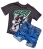 Name it blå denim shorts og H&M T-shirt str. 98