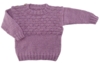Hjemmestrikket rødlilla uldstriktrøje str. 80