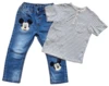 Next blå denim bukser og en stribet bluse str. 92