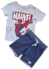 H&M blå sweat shorts og Marvel T-shirt str. 104