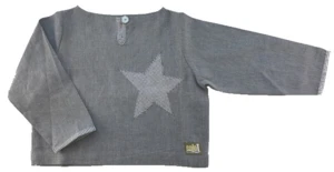 Ny SoloT grå hør bluse med stjerne