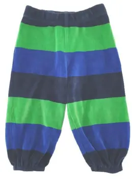 Danefæ blå/grøn stribede velour bukser str. 6 mdr