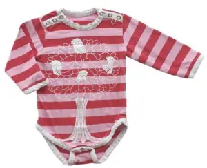 Danefæ rødstribet langærmet body str. 1/2