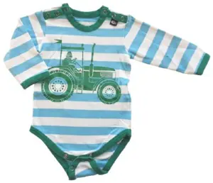 Danefæ blå/hvid stribet body str. 6 months