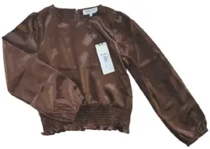 Ny Hound brun silke-look skjorte