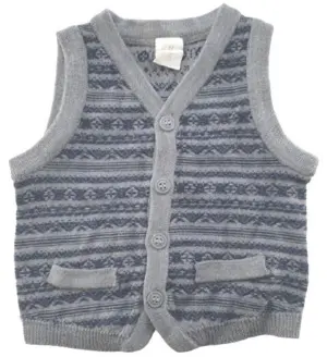 H&M grå mønstret uld vest str. 62