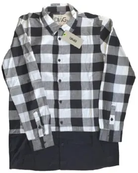 D-XEL sort/hvid ternet skjorte str. 16 år