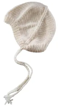 Ny hjemmestrikket råhvid uld djævlehue str. 48-49 cm