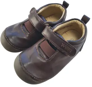 VRS mørkebrune læderlook hjemmesko str. 21