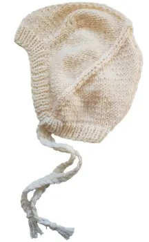 Ny hjemmestrikket blød varm beige djævlehue