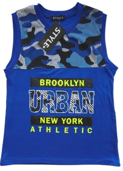 Ny Style blå ærmeløs T-shirt str. 14 år