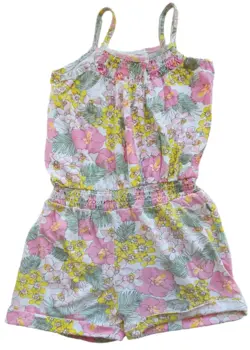 Hvid småblomstret playsuite str. 104-110