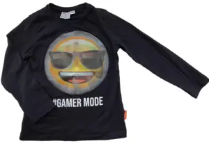 Emoji sort langærmet T-shirt str. 110-116