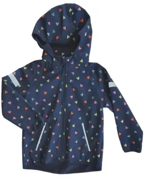 H&M mørkeblå softshell med hjerter str. 116