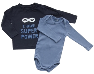 Friends en gråblå body og en sort bluse str. 80