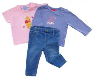 H&M blå denim jegging m. to T-shirts str. 74