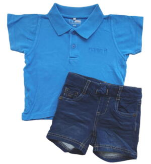 Name it blå shorts og blå polo T-shirt str. 86