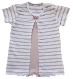 Hust & Claire hvid rosa stribet kjole str. 68