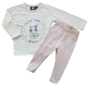 Hummel bluse og Minymo rosa leggings str. 74