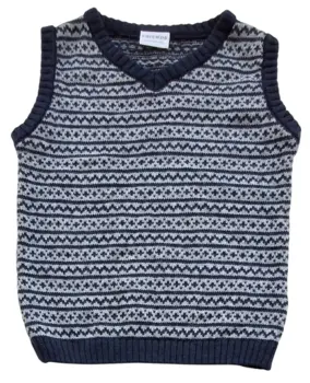 Friends grå og mørkeblå strikket uldvest str. 116