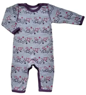 808 lysegrå langærmet uld heldragt str. 68