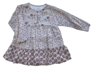Zara beige blomstret langærmet kjole str. 92