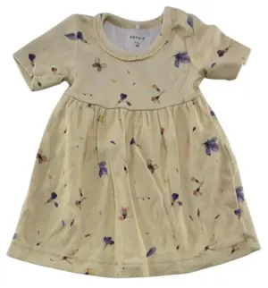 Name it gul blomstret rib kjole str. 56