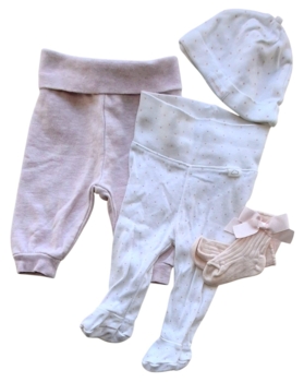 H&M hvid og rosa babysæt str. 50-56