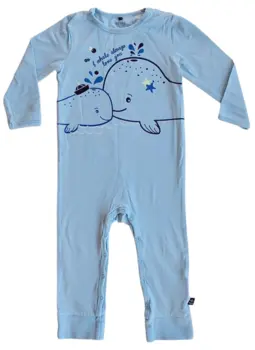 Me Too lyseblå langærmet heldragt str. 80