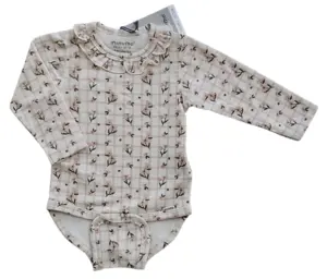 Ny Minymo beige ternet langærmet body