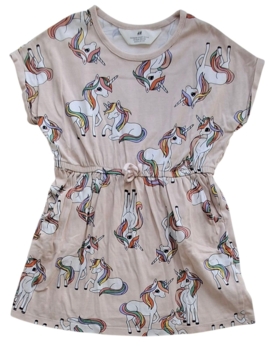 H&M rosa kortærmet sommerkjole str. 98-104
