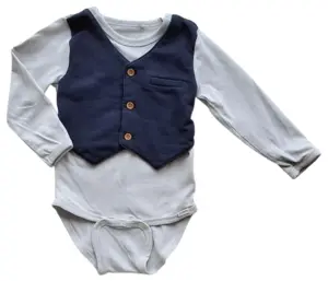 Minymo lysegrå langærmet body-vest str. 68