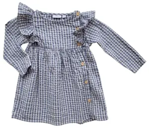 Name it blåternet langærmet kjole str. 74