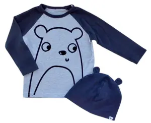 Friends lysegrå langærmet bluse og en sort hue str. 86