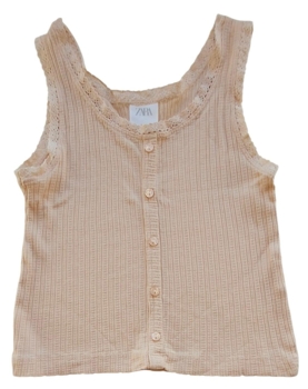 Zara lys orange ærmeløs sommertop str. 122