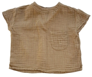 Pomp de lux lysebrun kortærmet bluse str. 80