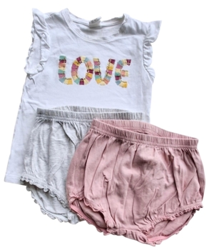 H&M hvid ærmeløs bluse og to par bloomers str. 86