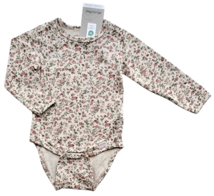 Nye Minymo beige blomstret langærmet body str. 68