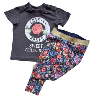 H&M mørkegrå kortærmet T-shirt og leggings str. 74