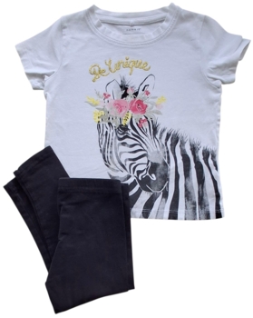 Name it hvid bluse og Primark sorte leggings str. 92