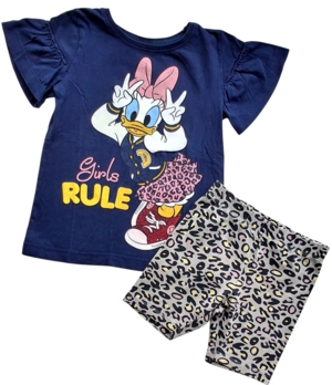 Disney mørkeblå T-shirt og VRS shorts str. 98