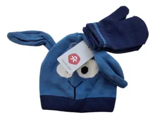 Ny Color Kids blågrå hue og vanter str. 48 cm