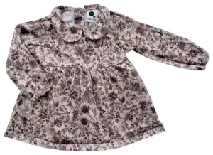 Krutter rosa langærmet blomstret kjole str. 6-12 mdr